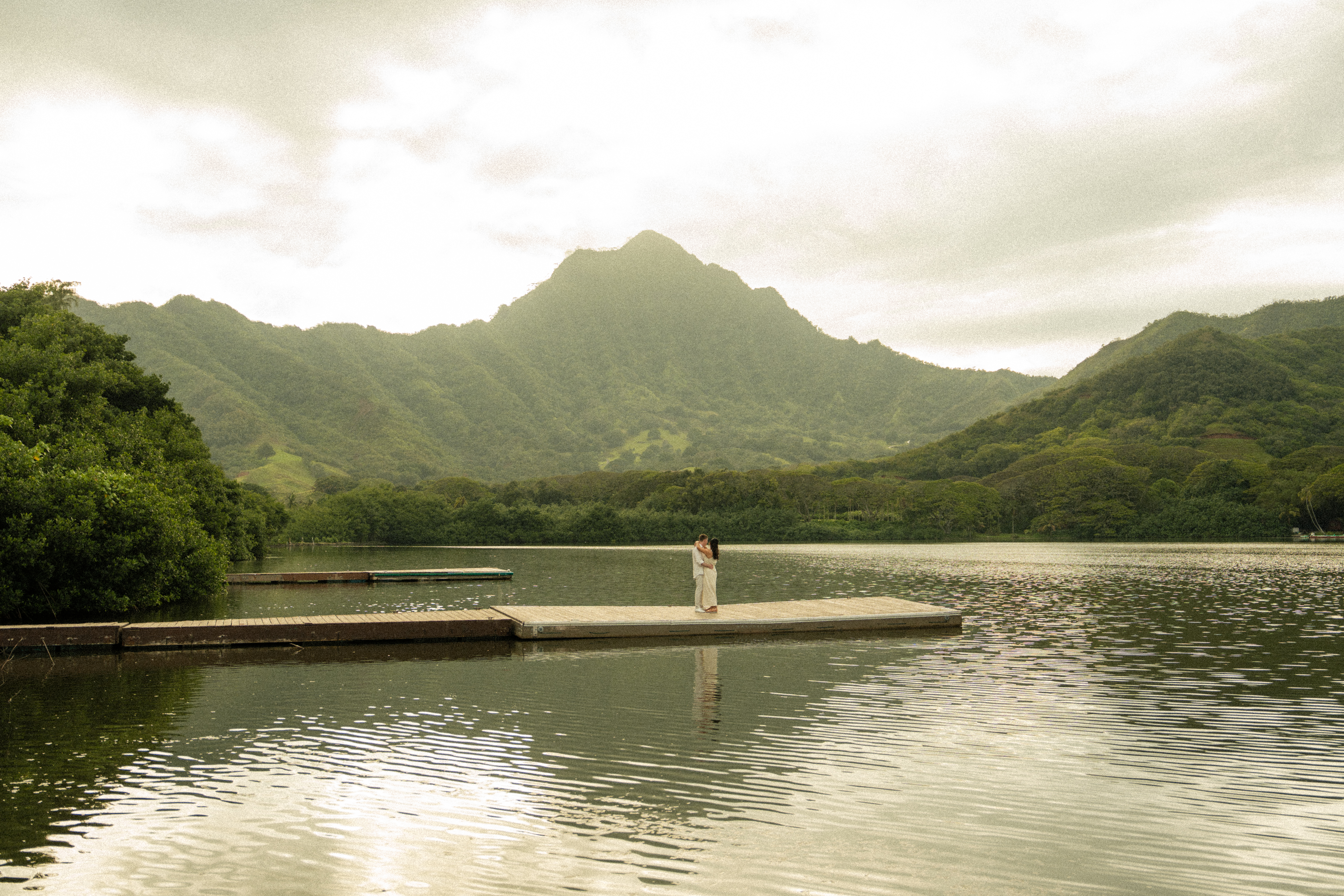 Chelsea and Danny at Kualoa Ranch lagoon